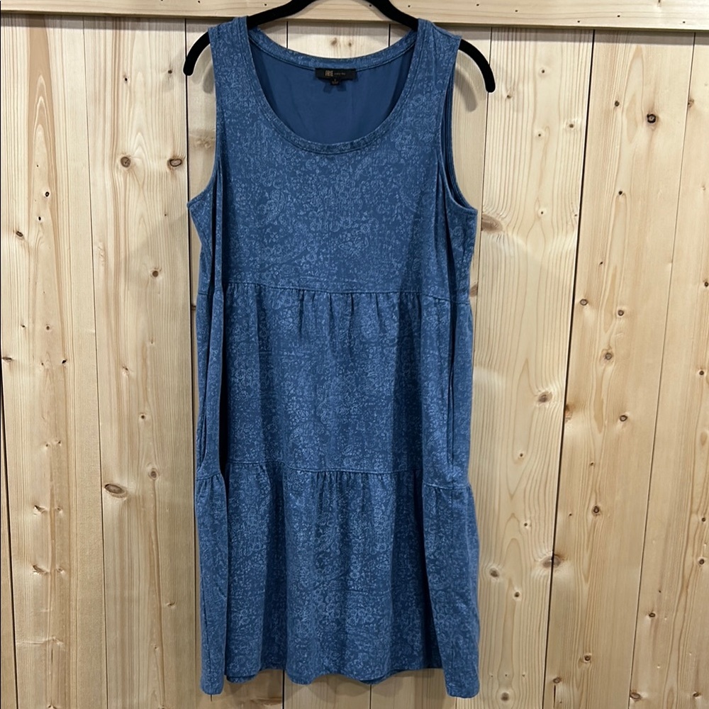 Frye Bandana Blue Tiered Tank Dress with Pockets - Size L Boho Cottage Western